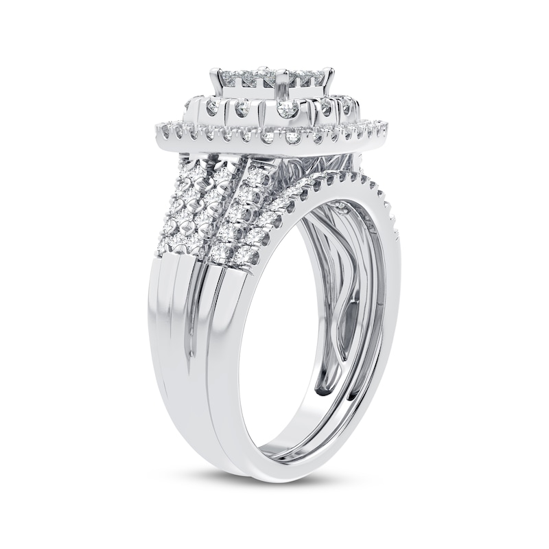 Main Image 2 of Now + Forever Multi-Diamond Center Bridal Set 7/8 ct tw Princess & Round-cut 10K White Gold