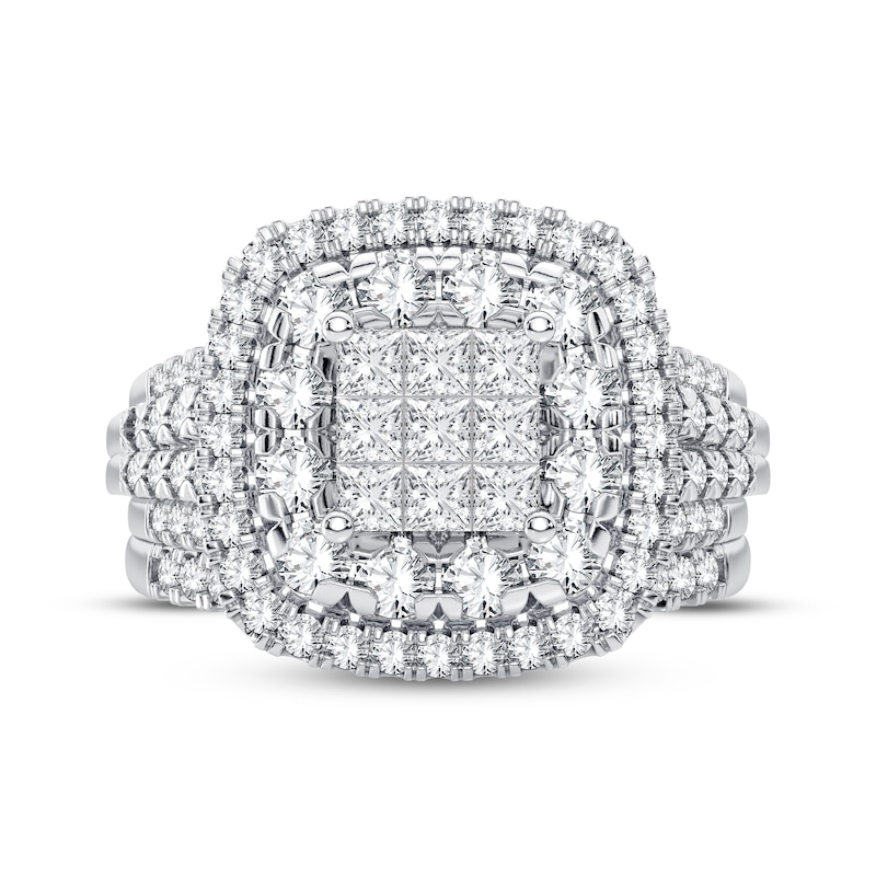 Main Image 3 of Now + Forever Multi-Diamond Center Bridal Set 7/8 ct tw Princess & Round-cut 10K White Gold
