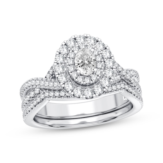 Now + Forever Diamond Bridal Set 3/4 ct tw Oval & Round-cut 10K White Gold