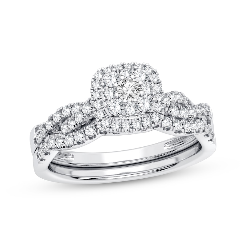Main Image 1 of Now + Forever Multi-Diamond Center Bridal Set 1/2 ct tw Round-cut 10K White Gold