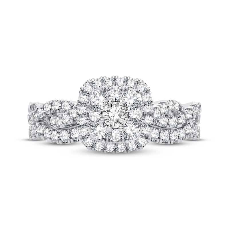 Multi-Diamond Center Bridal Set 1/2 ct tw Round-cut 10K White Gold