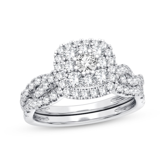 Multi-Diamond Center Bridal Set 1 ct tw Round-cut 10K White Gold