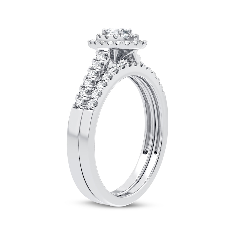 Diamond Halo Bridal Set 1/2 ct tw Oval & Round-cut 10K White Gold | Kay