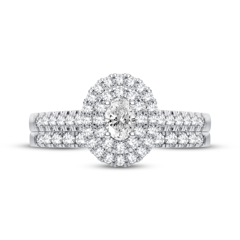 Main Image 3 of Now + Forever Diamond Halo Bridal Set 1/2 ct tw Oval & Round-cut 10K White Gold