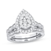 Thumbnail Image 1 of Now + Forever Multi-Diamond Center Pear Bridal Set 3/4 ct tw Round-cut 10K White Gold