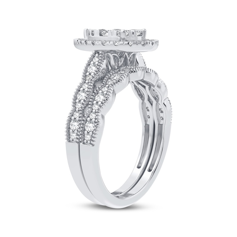 Main Image 2 of Now + Forever Multi-Diamond Center Pear Bridal Set 3/4 ct tw Round-cut 10K White Gold