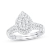 Thumbnail Image 1 of Now + Forever Multi-Diamond Center Pear Bridal Set 5/8 ct tw Round-cut 10K White Gold