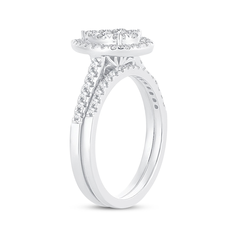 Main Image 2 of Now + Forever Multi-Diamond Center Pear Bridal Set 5/8 ct tw Round-cut 10K White Gold