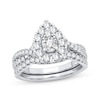 Thumbnail Image 1 of Now + Forever Multi-Diamond Center Pear Bridal Set 7/8 ct tw Round-cut 10K White Gold