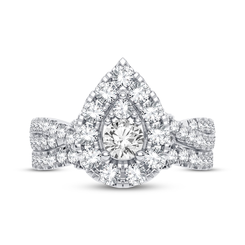 Main Image 3 of Now + Forever Multi-Diamond Center Pear Bridal Set 7/8 ct tw Round-cut 10K White Gold