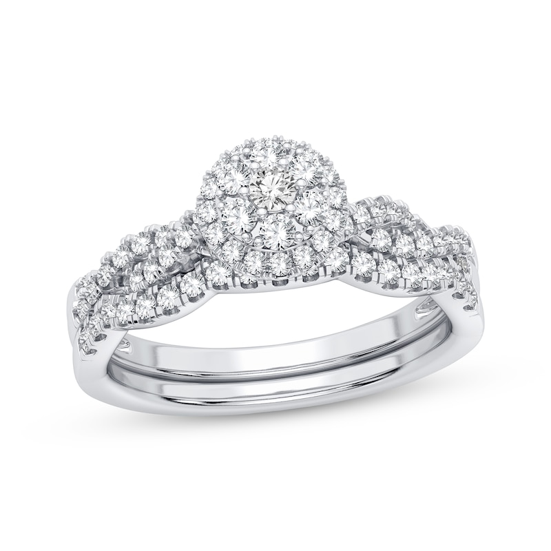 Diamond Bridal Set 1/2 ct tw Round-cut 10K White Gold