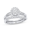 Thumbnail Image 0 of Multi-Diamond Center Oval Bridal Set 3/8 ct tw Round-cut 10K White Gold