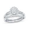 Thumbnail Image 1 of Now + Forever Multi-Diamond Center Oval Bridal Set 3/8 ct tw Round-cut 10K White Gold