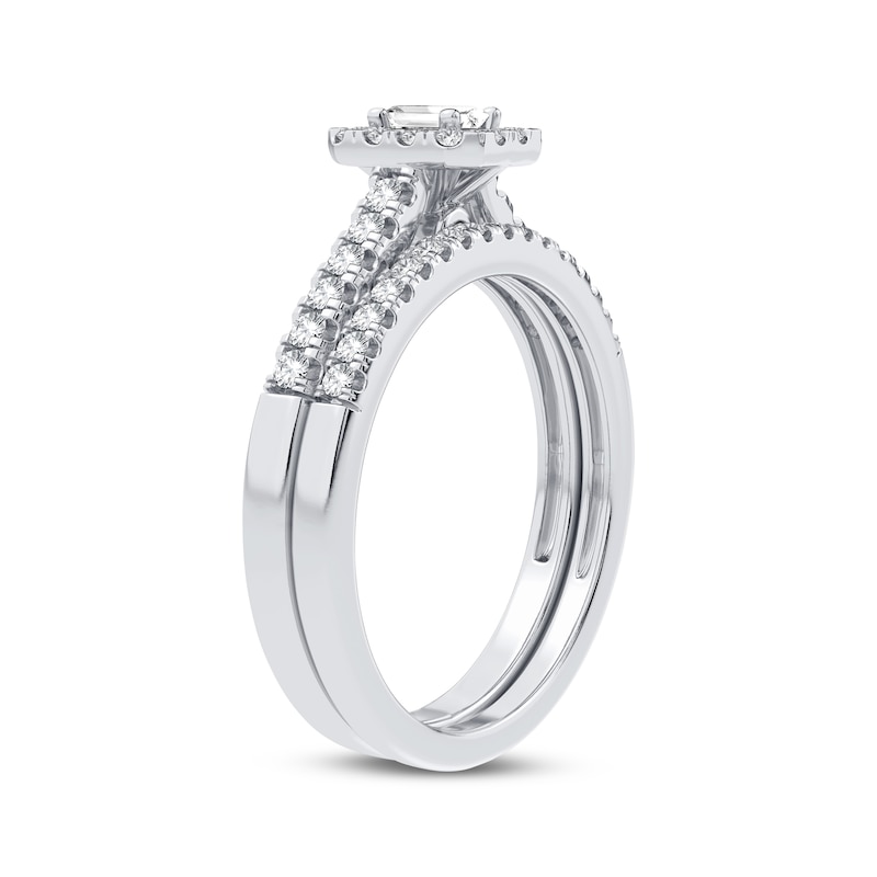 Diamond Bridal Set 1/2 ct tw Emerald & Round-cut 10K White Gold | Kay
