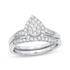 Thumbnail Image 1 of Now + Forever Multi-Diamond Center Pear Bridal Set 3/8 ct tw Round-cut 10K White Gold