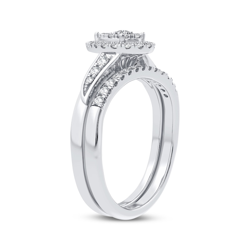 Main Image 2 of Now + Forever Multi-Diamond Center Pear Bridal Set 3/8 ct tw Round-cut 10K White Gold