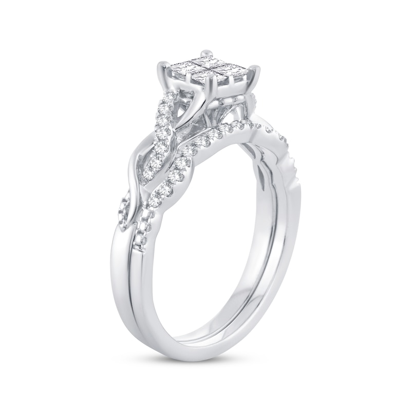 Main Image 2 of Now + Forever Multi-Diamond Center Bridal Set 1/2 ct tw Princess & Round-cut 10K White Gold