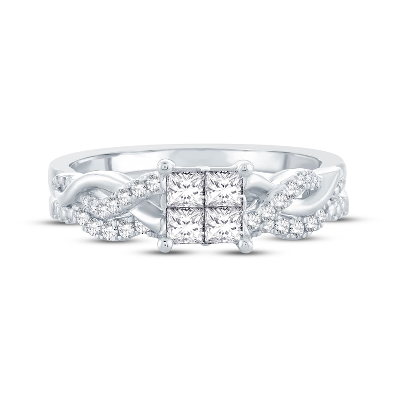Main Image 3 of Now + Forever Multi-Diamond Center Bridal Set 1/2 ct tw Princess & Round-cut 10K White Gold