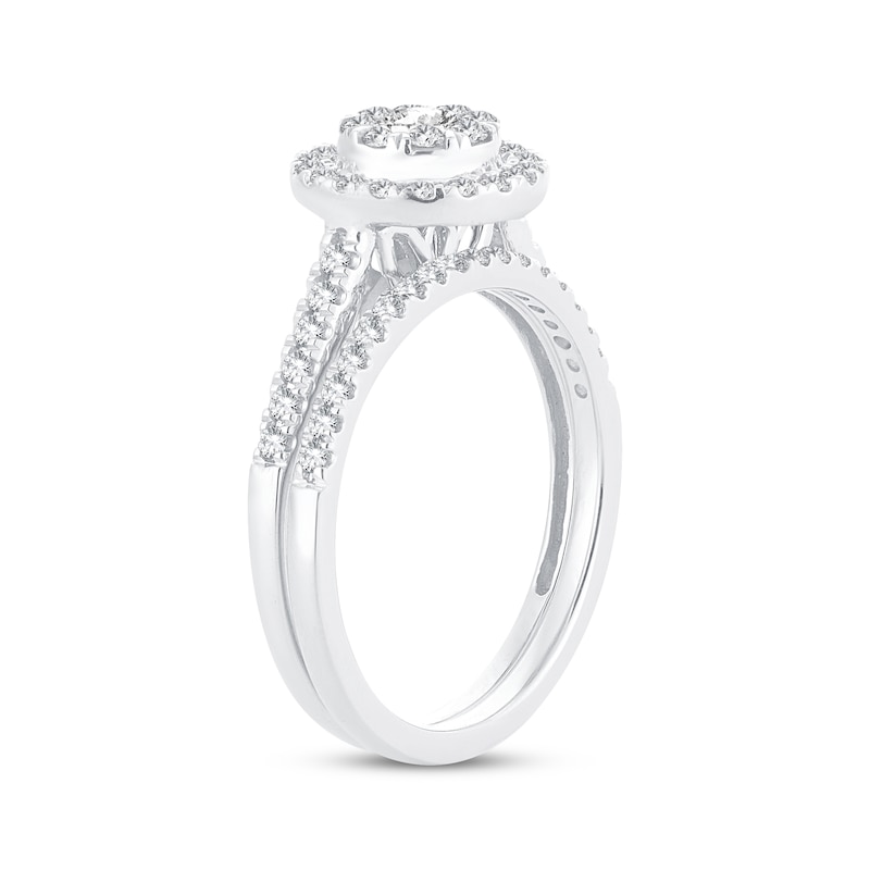 Main Image 2 of Now + Forever Diamond Halo Bridal Set 5/8 ct tw Round-cut 10K White Gold