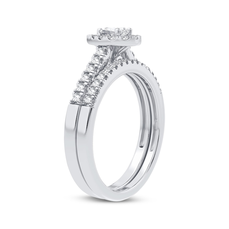 Diamond Bridal Set 1/2 ct tw Pear & Round-cut 10K White Gold