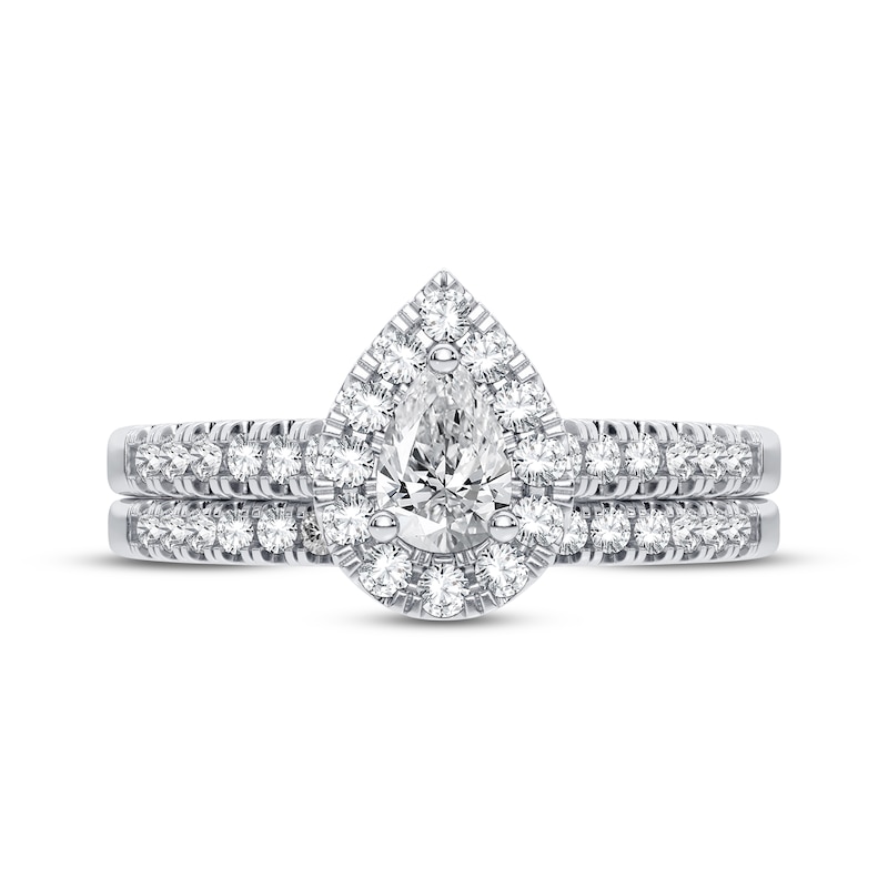 Diamond Bridal Set 1/2 ct tw Pear & Round-cut 10K White Gold