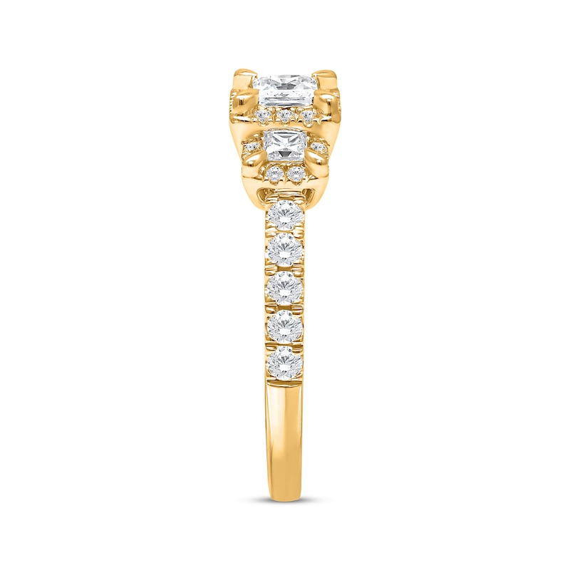 Main Image 2 of Now + Forever Princess-Cut Diamond Three-Stone Engagement Ring 1 ct tw 10K Yellow Gold