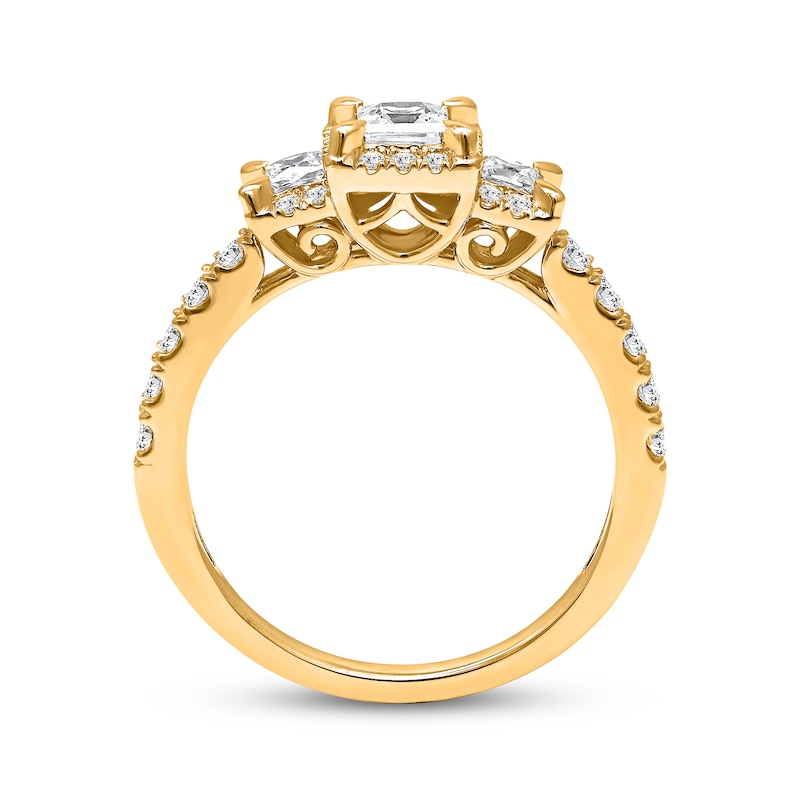 Main Image 3 of Now + Forever Princess-Cut Diamond Three-Stone Engagement Ring 1 ct tw 10K Yellow Gold