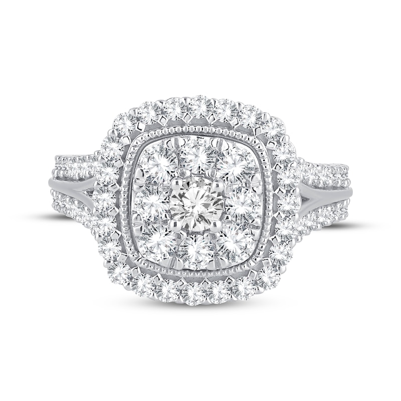 Main Image 3 of Now + Forever Multi-Diamond Center Cushion Frame Engagement Ring 1-1/2 ct tw 10K White Gold