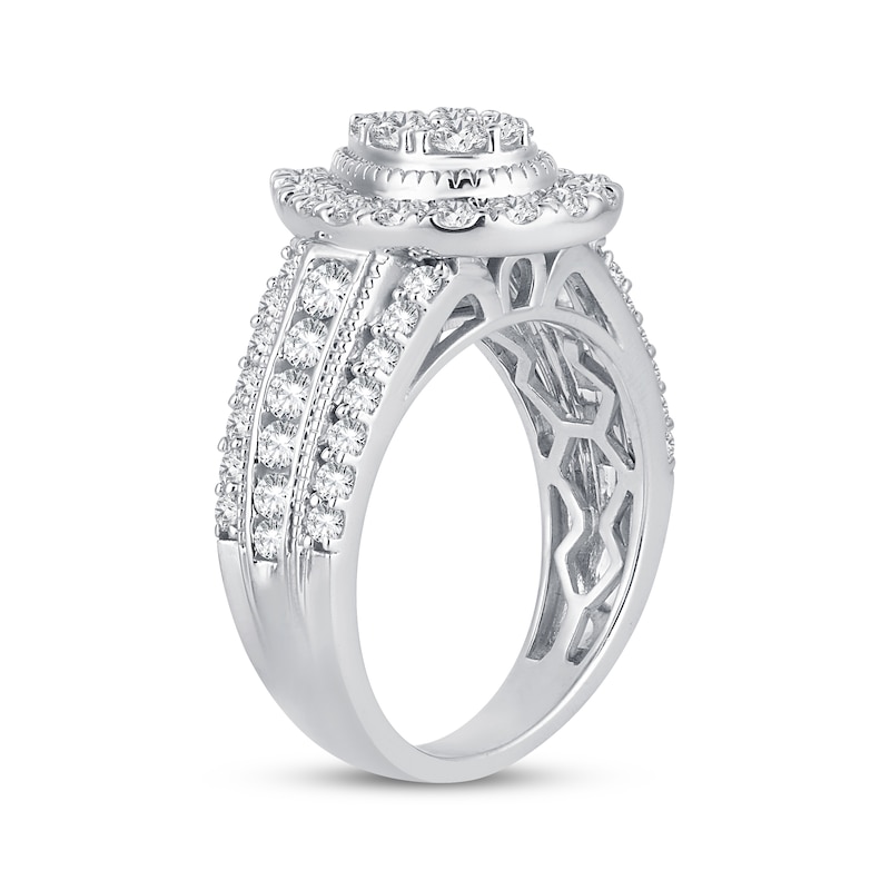 Multi-Diamond Center Pear Frame Engagement Ring 1-1/2 ct tw 10K White Gold