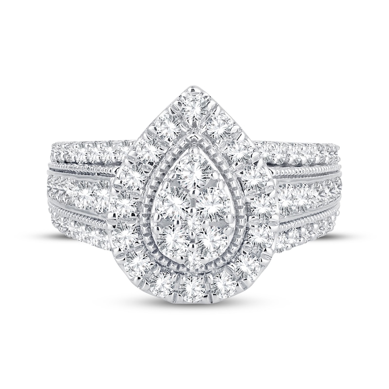 Main Image 3 of Now + Forever Multi-Diamond Center Pear Frame Engagement Ring 1-1/2 ct tw 10K White Gold