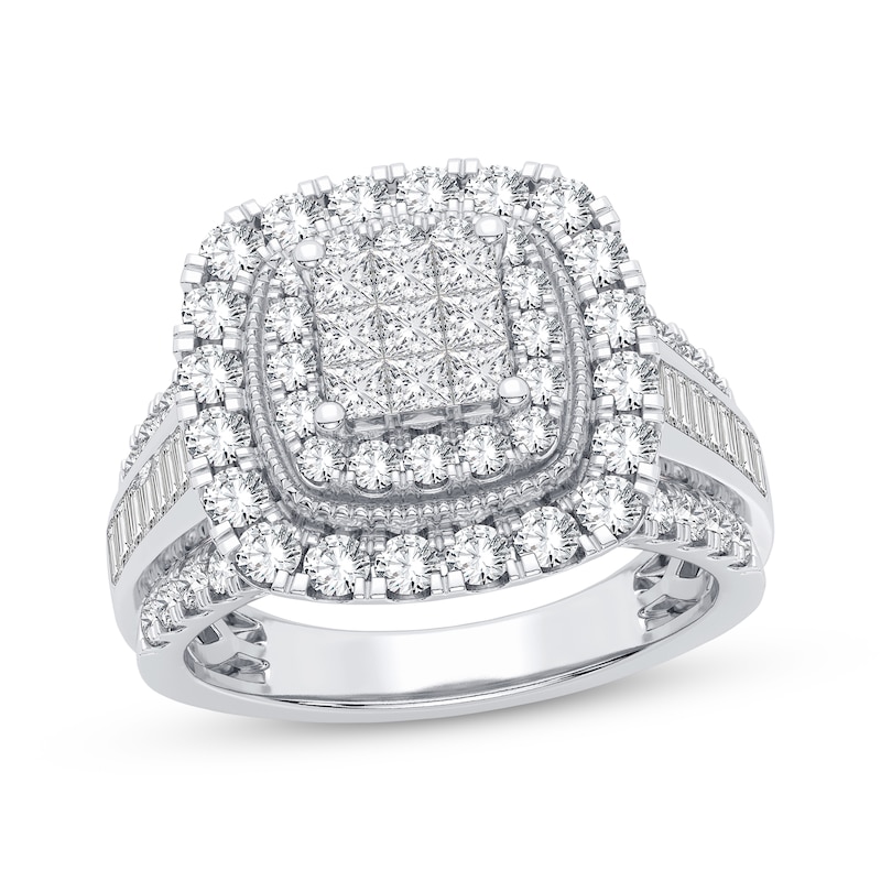Main Image 1 of Now + Forever Princess-Cut Multi-Diamond Center Engagement Ring 1-1/2 ct tw 10K White Gold