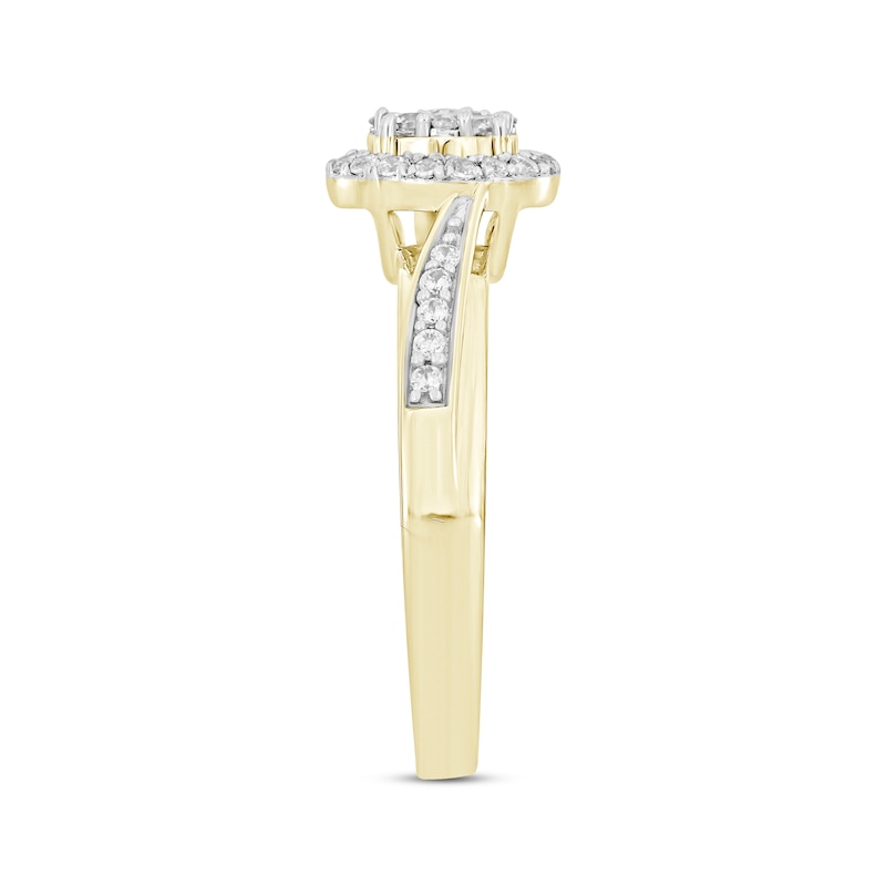 Main Image 2 of Now + Forever Multi-Diamond Center Engagement Ring 1/3 ct tw Round 10K Yellow Gold