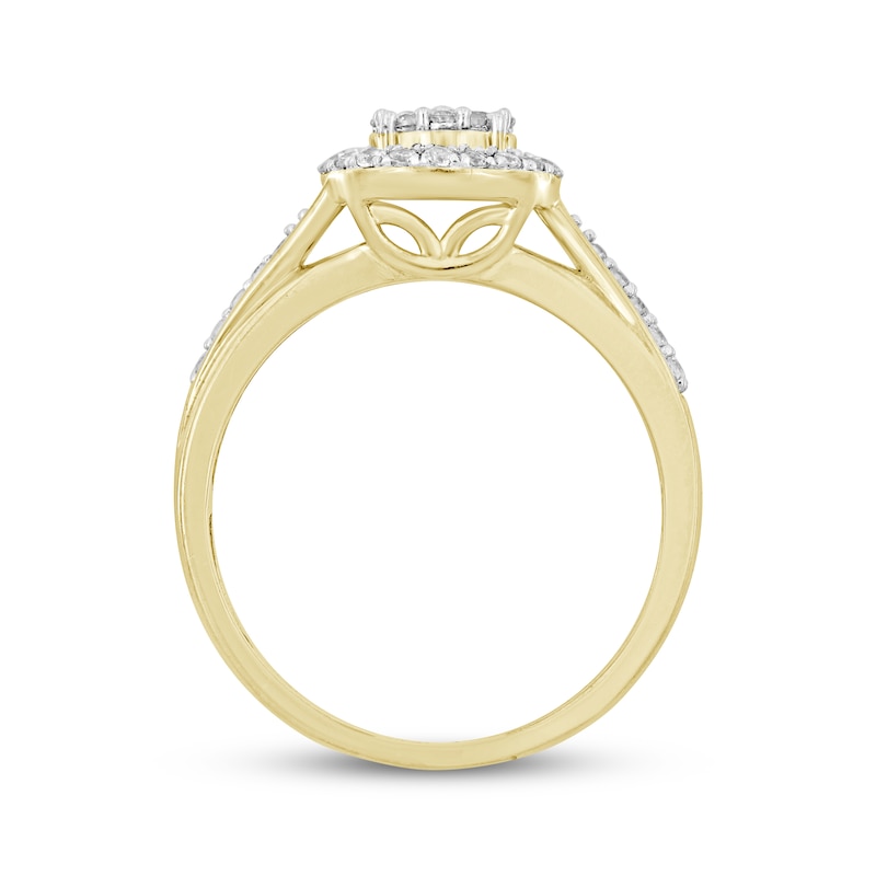 Main Image 3 of Now + Forever Multi-Diamond Center Engagement Ring 1/3 ct tw Round 10K Yellow Gold