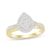 Thumbnail Image 1 of Now + Forever Multi-Diamond Center Stepped Pear Frame Engagement Ring 1/3 ct tw Round 10K Yellow Gold
