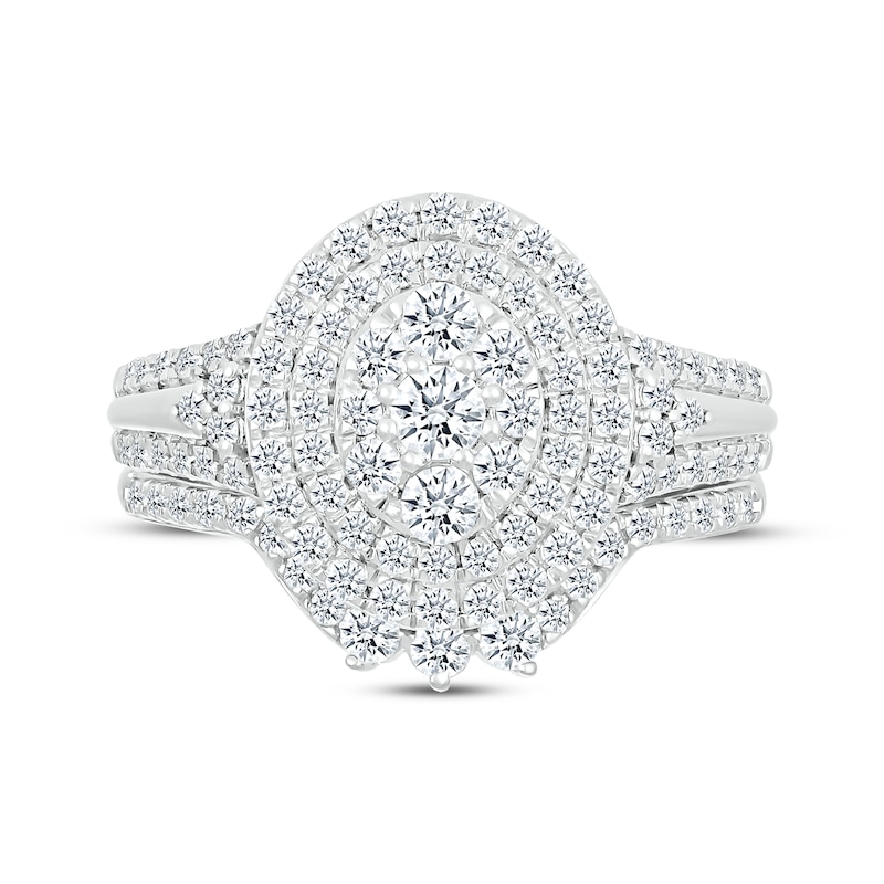 Main Image 2 of Now + Forever Multi-Diamond Center Oval Frame Bridal Set 1-1/4 ct tw 10K White Gold