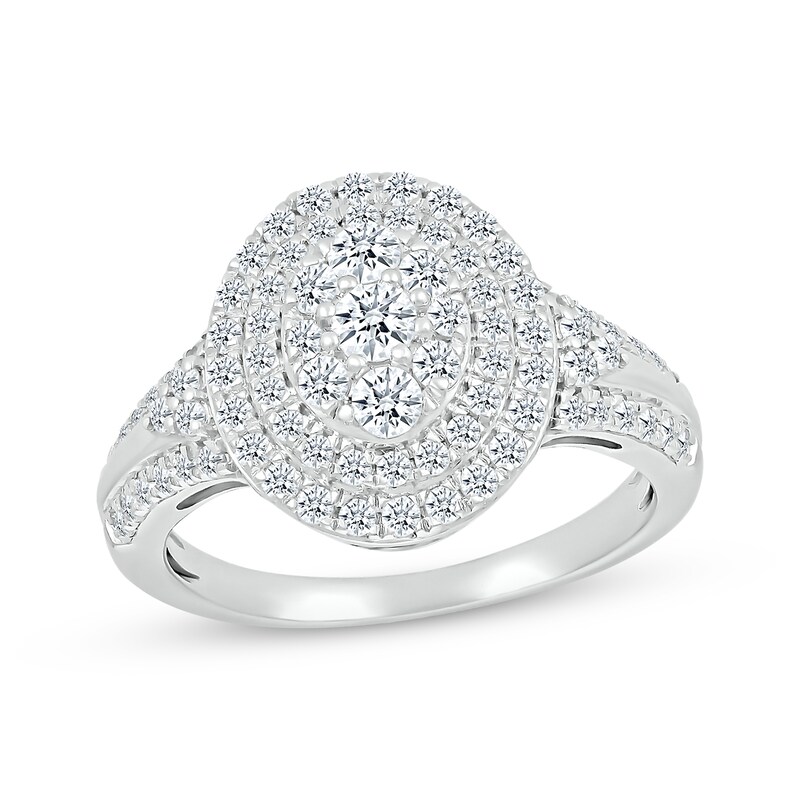 Main Image 3 of Now + Forever Multi-Diamond Center Oval Frame Bridal Set 1-1/4 ct tw 10K White Gold