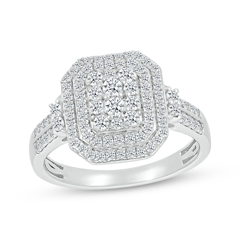 Multi-Diamond Center Octagon Frame Bridal Set 1 ct tw 10K White Gold | Kay