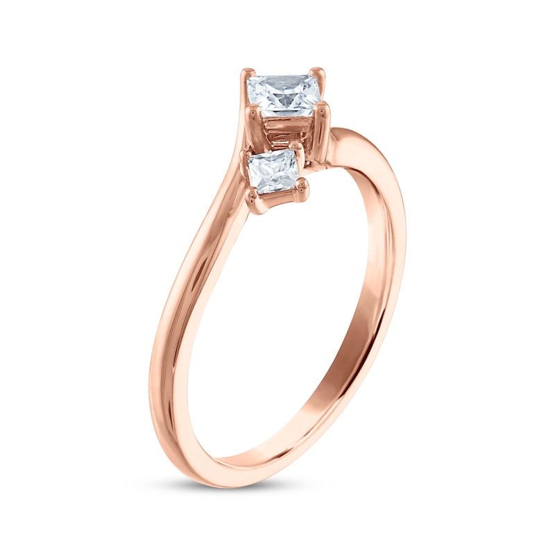 Main Image 2 of Memories Moments Magic Princess-Cut Diamond Three-Stone Engagement Ring 1/2 ct tw 14K Rose Gold