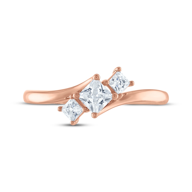 Princess-Cut Diamond Three-Stone Engagement Ring 1/2 ct tw 14K Rose Gold