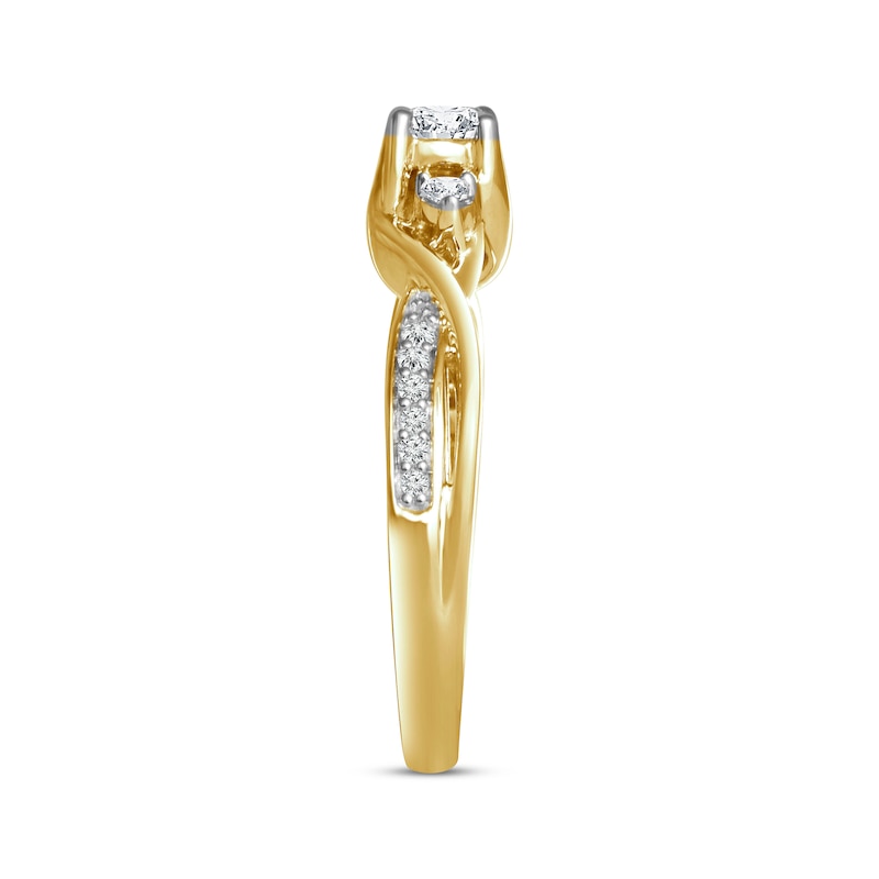 Memories Moments Magic Diamond Bypass Engagement Ring 1/3 ct tw 10K Yellow Gold