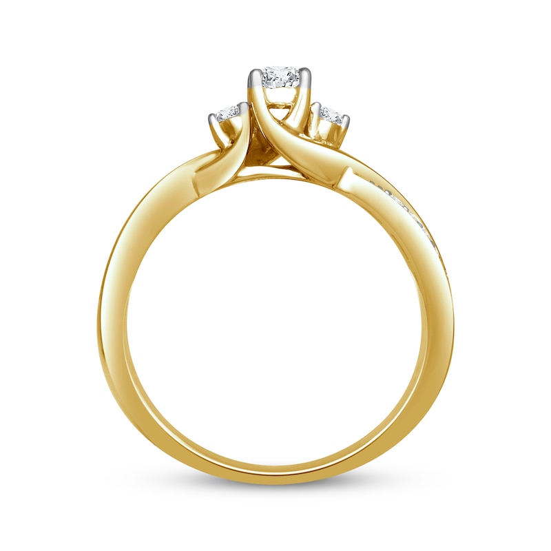 Main Image 3 of Memories Moments Magic Diamond Bypass Engagement Ring 1/3 ct tw 10K Yellow Gold