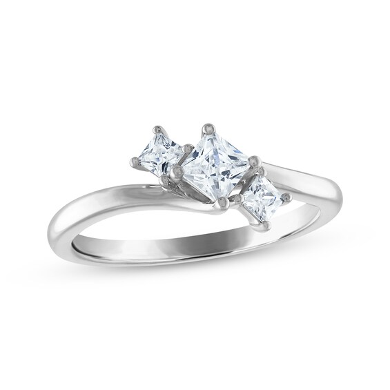 Memories Moments Magic Princess-Cut Diamond Three-Stone Engagement Ring 1/2 ct tw 14K White Gold
