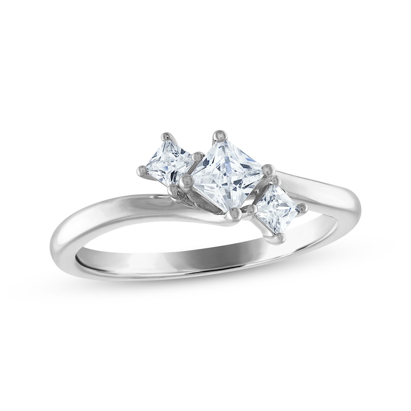 Main Image 1 of Memories Moments Magic Princess-Cut Diamond Three-Stone Engagement Ring 1/2 ct tw 14K White Gold