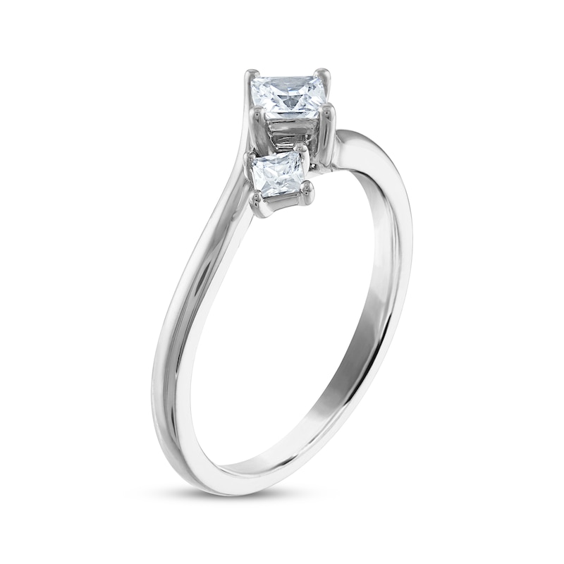 Main Image 2 of Memories Moments Magic Princess-Cut Diamond Three-Stone Engagement Ring 1/2 ct tw 14K White Gold