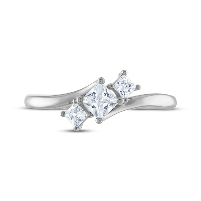 Main Image 3 of Memories Moments Magic Princess-Cut Diamond Three-Stone Engagement Ring 1/2 ct tw 14K White Gold