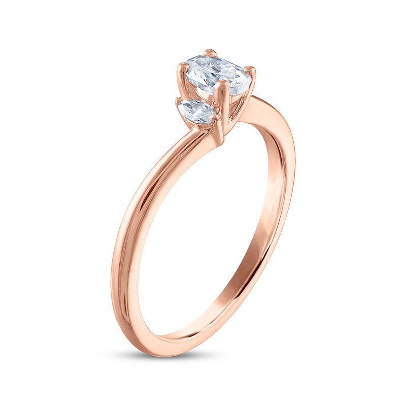 Main Image 2 of Memories Moments Magic Oval and Marquise-Cut Diamond Three-Stone Engagement Ring 1/2 ct tw 14K Rose Gold