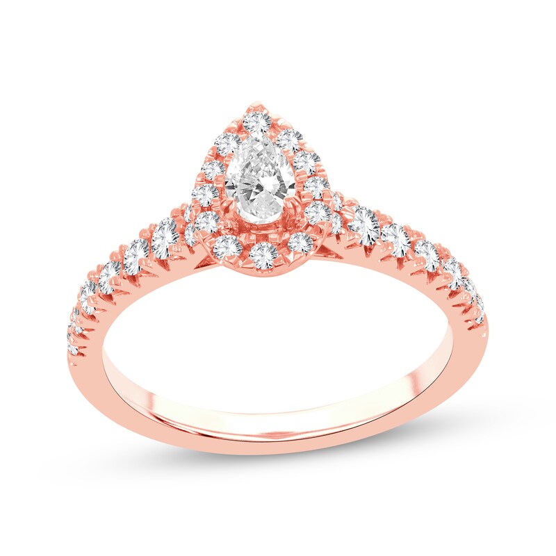 Main Image 1 of Now + Forever Pear-Shaped & Round-Cut Diamond Engagement Ring 3/4 ct tw 14K Rose Gold