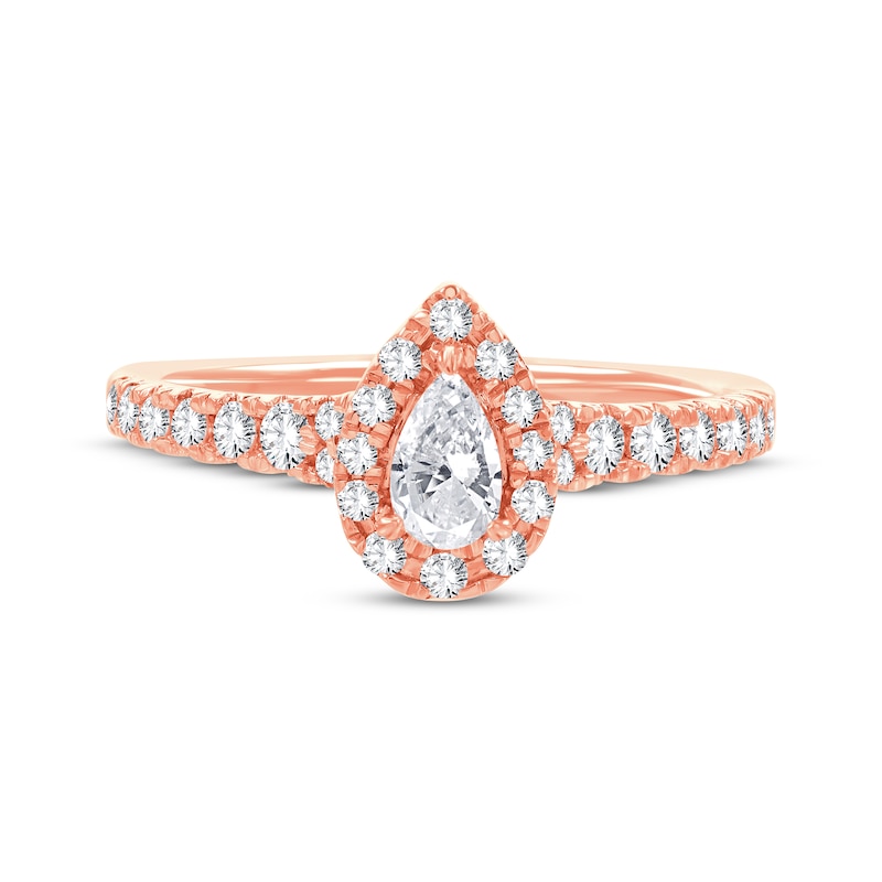 Main Image 3 of Now + Forever Pear-Shaped & Round-Cut Diamond Engagement Ring 3/4 ct tw 14K Rose Gold