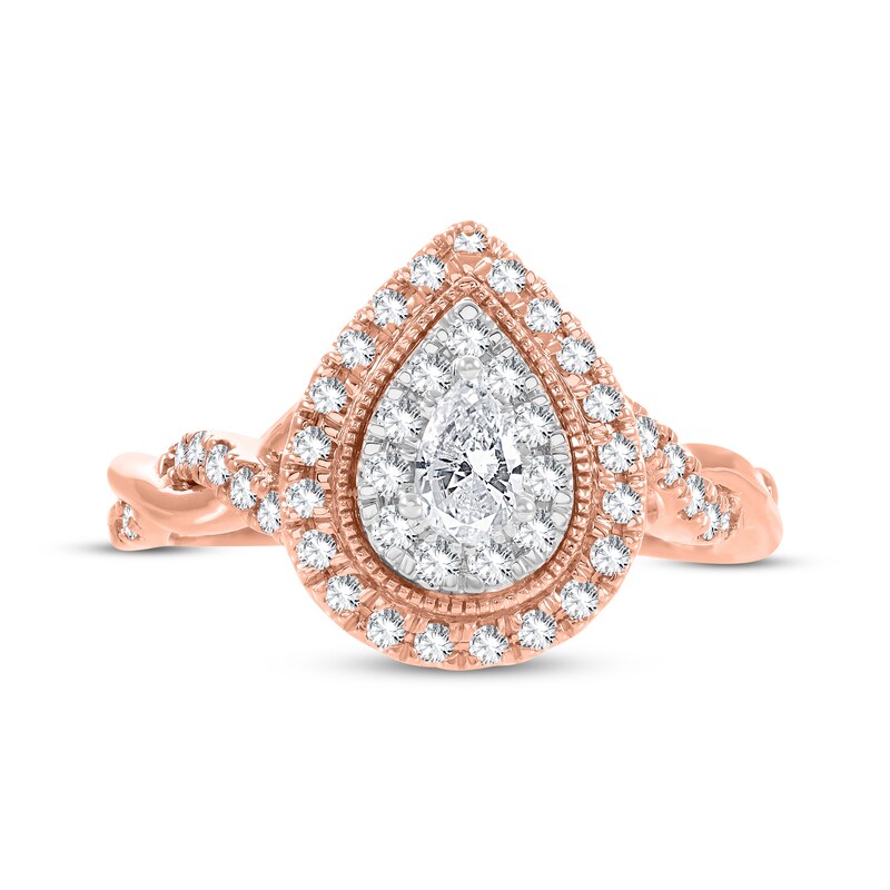 Main Image 3 of Now + Forever Pear-Shaped & Round-Cut Diamond Engagement Ring 5/8 ct tw 14K Rose Gold