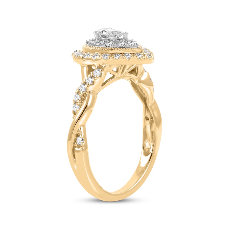 Main Image 2 of Now + Forever Pear-Shaped & Round-Cut Diamond Engagement Ring 5/8 ct tw 14K Yellow Gold
